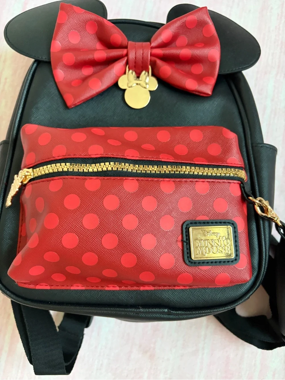 Bioworld Kids Black and Red Polka Dot Bow Ear Backpack